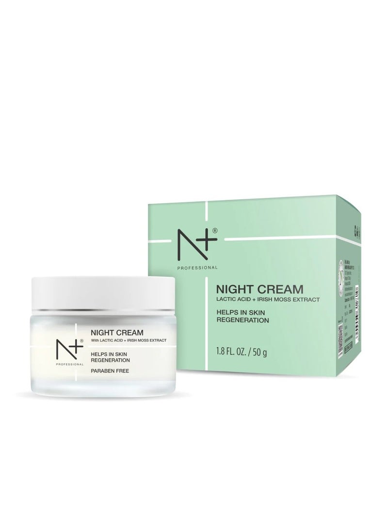 N Plus Professional Night Cream – Enriched with Lactic Acid, Irish Moss Extract & Cinnamon Extract, Soothes & Hydrates Skin Overnight, Promotes Skin Cell Renewal, 50ml - Image 1