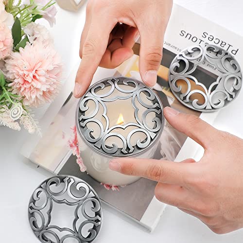 Shellwei 4 Pcs Candle Toppers to Burn Evenly Silver Jar Lid Scented Candles Accessories Gifts for Woman Christmas Supplies - Image 4