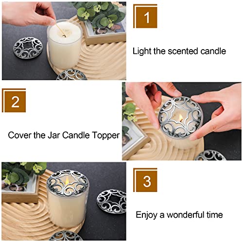 Shellwei 4 Pcs Candle Toppers to Burn Evenly Silver Jar Lid Scented Candles Accessories Gifts for Woman Christmas Supplies - Image 3