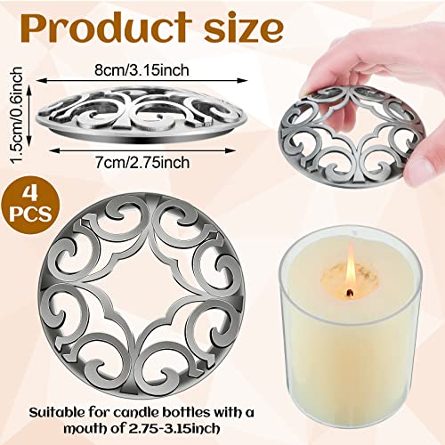 Shellwei 4 Pcs Candle Toppers to Burn Evenly Silver Jar Lid Scented Candles Accessories Gifts for Woman Christmas Supplies - Image 2