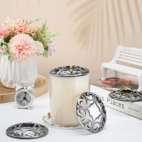 Shellwei 4 Pcs Candle Toppers to Burn Evenly Silver Jar Lid Scented Candles Accessories Gifts for Woman Christmas Supplies - Image 5