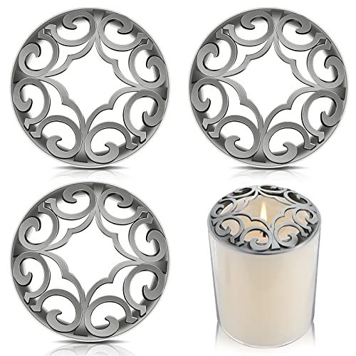 Shellwei 4 Pcs Candle Toppers to Burn Evenly Silver Jar Lid Scented Candles Accessories Gifts for Woman Christmas Supplies - Image 1