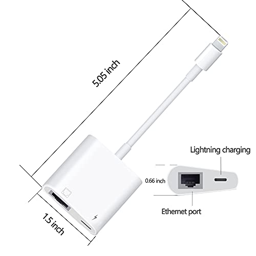 WORLDBOYU Lightning to RJ45 Ethernet LAN Network Adapter with Charge Port for Select iPhone,iPad Models 100Mbps Charging Plug and Play - Image 2