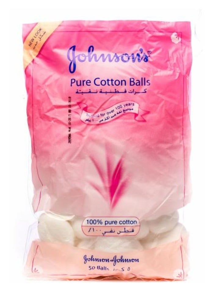 Johnson's Pure Cotton 50 Balls - Image 1