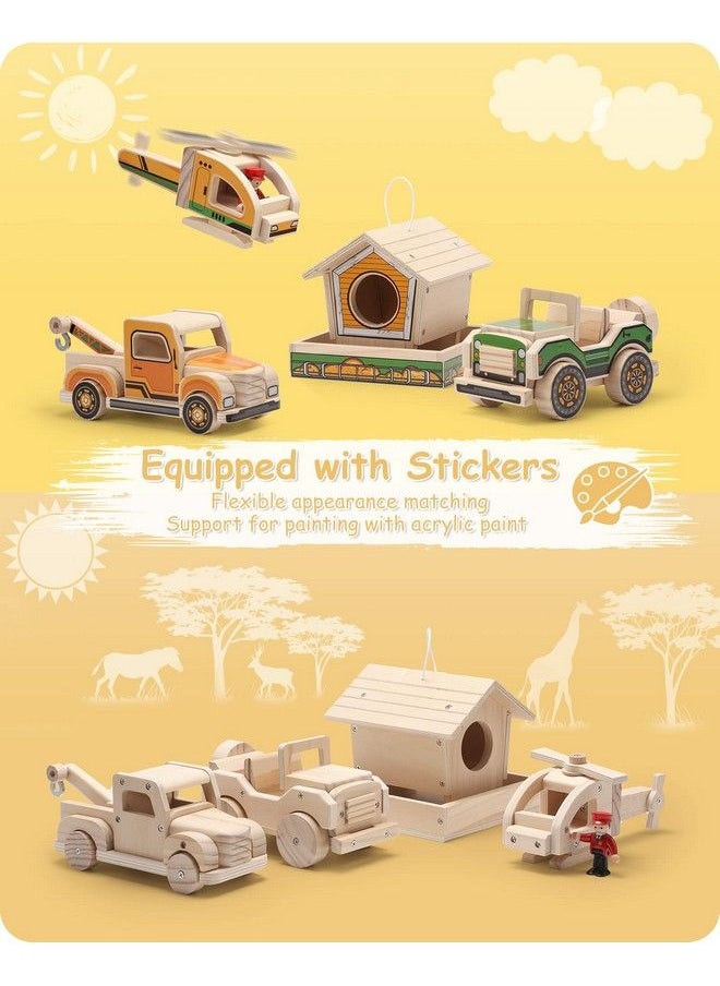 SainSmart Jr. - Woodworking Building Kit 4 In 1 Kids Stem Projects Set Diy Wood Crafts Assembly Toys With Different Combinations For Boys And Girls - Image 1