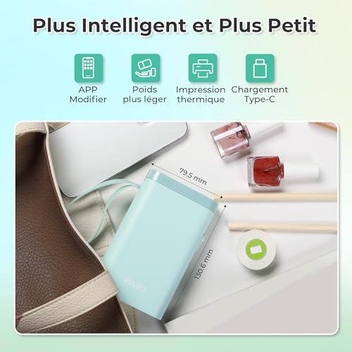 Nelko Label Maker Machine with Tape, P21 Bluetooth Label Printer, Wireless Mini Label Makers with Multiple Templates for School Office Home, Cyan - Image 4