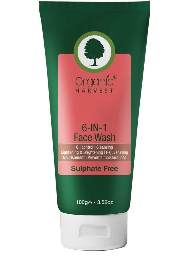 Organic Harvest - 6-In-1 Face Wash For Women Daily Use With Benefits Of Oil Control, Cleansing, Lightening & Brightening, Rejuvenating, Nourishing, Moisture, Face Cleanser With Scrub Particles For Oily Skin, Paraben & Sulphate Free - 100Gm - Image 1