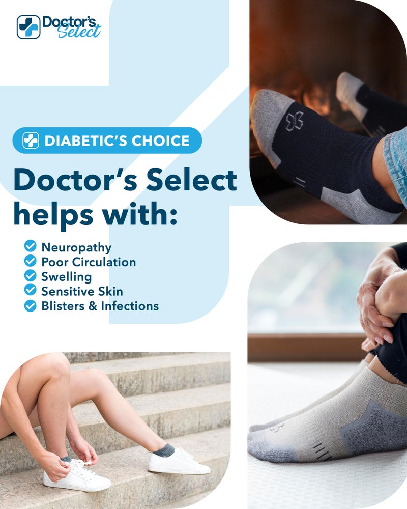 Doctor's Select Bamboo Viscose Diabetic Socks for Men & Women - 6 Pairs, Moisture-Wicking, Non Binding, Wide Top, Black, White, Beige, Aqua, Blue, Navy, Low Cut Mens Diabetic Socks/Blu/Nvy(mrld)-6P - Image 4