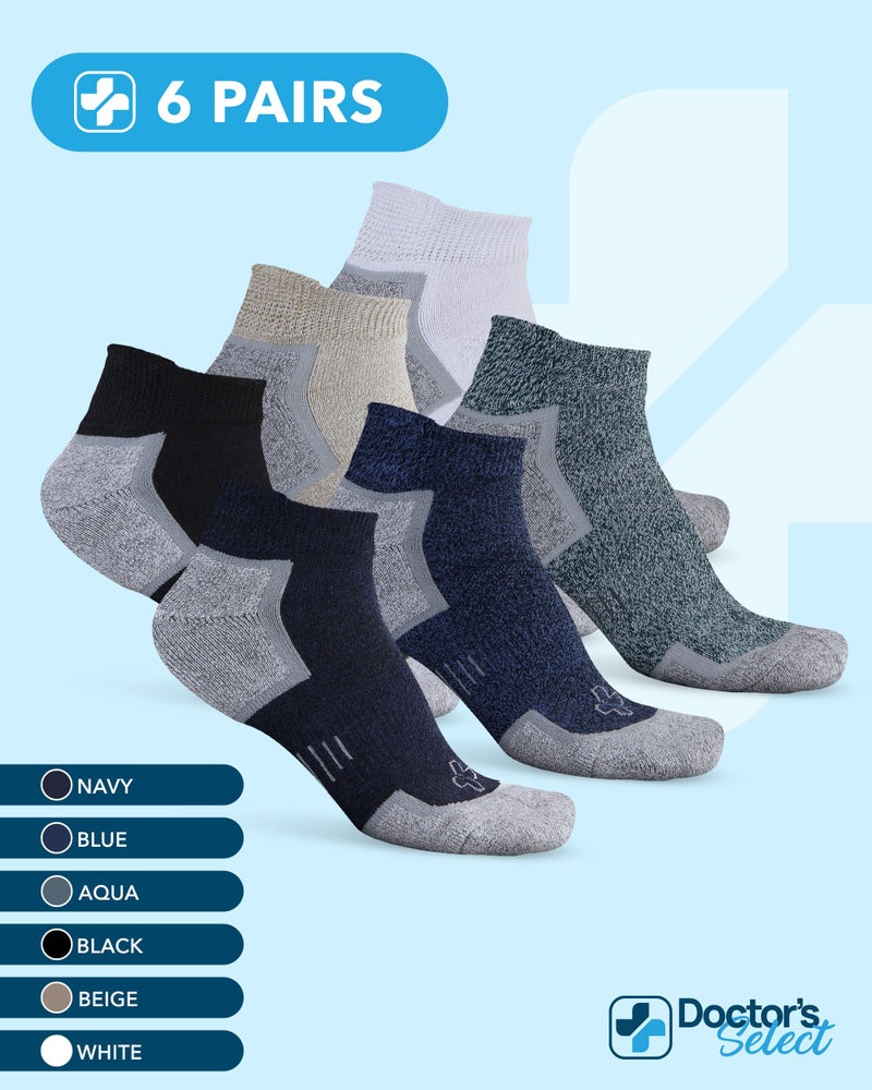 Doctor's Select Bamboo Viscose Diabetic Socks for Men & Women - 6 Pairs, Moisture-Wicking, Non Binding, Wide Top, Black, White, Beige, Aqua, Blue, Navy, Low Cut Mens Diabetic Socks/Blu/Nvy(mrld)-6P - Image 5
