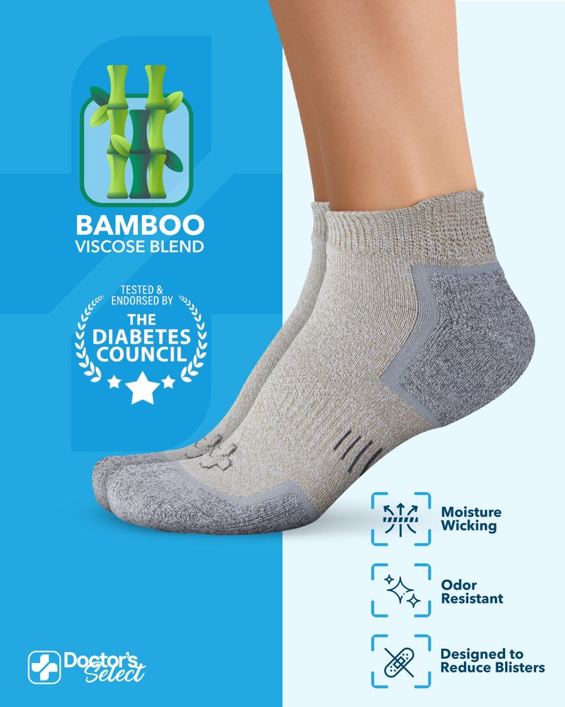 Doctor's Select Bamboo Viscose Diabetic Socks for Men & Women - 6 Pairs, Moisture-Wicking, Non Binding, Wide Top, Black, White, Beige, Aqua, Blue, Navy, Low Cut Mens Diabetic Socks/Blu/Nvy(mrld)-6P - Image 3