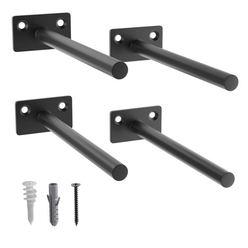 LEOPO 4Pack 6 inch Floating Shelf Brackets Hidden Shelf Bracket for Wood Concealed Blind Shelving SupportInvisible Black Coated Brackets for DIY DecorativeFit for Kitchen BathroomStudy Room - Image 2
