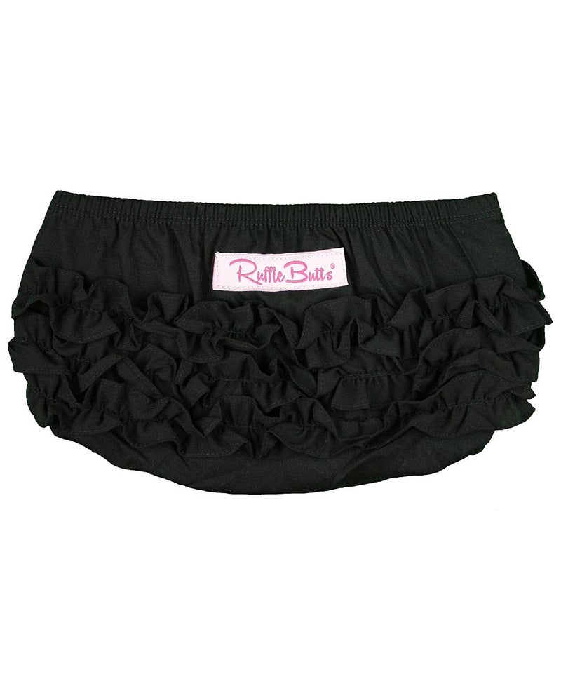 RuffleButts غطاء حفاضات رافل باتس® للفتيات الصغيرات/الأطفال باللون الأسود من القطن المنسوج - 18-24 شهر - Image 5