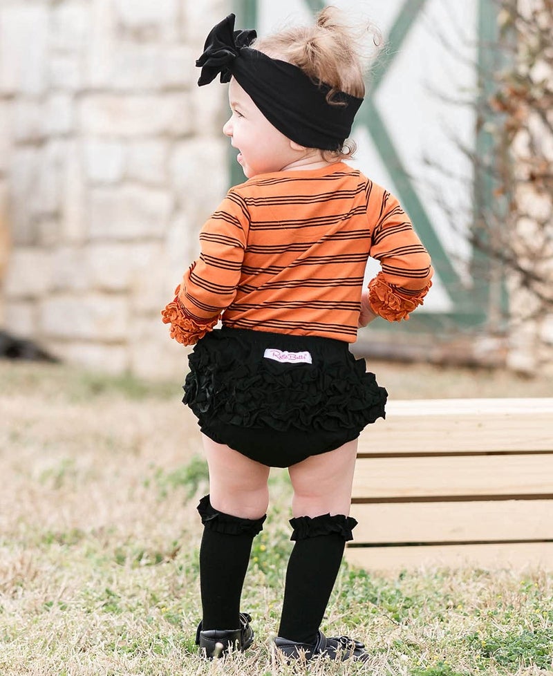 RuffleButts غطاء حفاضات رافل باتس® للفتيات الصغيرات/الأطفال باللون الأسود من القطن المنسوج - 18-24 شهر - Image 2