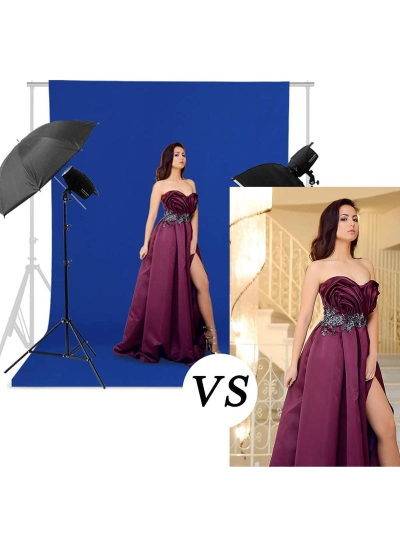 خلفية شاشة بيضاء احترافية مقاس 5 × 3 أمتار لخلفية التصوير الفوتوغرافي، شاشة بيضاء كبيرة لالتقاط الصور وبث مؤتمرات الفيديو المباشرة للألعاب (خلفية بيضاء مقاس 9 × 16 قدمًا) - أزرق - Image 2