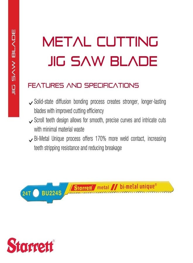 ستارريت شفرة منشار بانوراما لقطع المعادن من ستاريت ثنائية المعدن، ساق موحدة فريدة - طول 2 بوصة، عرض 3/16 بوصة، سمك 0.040 بوصة، 24 سنًا في البوصة، نوع المجموعة المتموجة - عبوة من 20 قطعة - BU224S-20 - Image 2