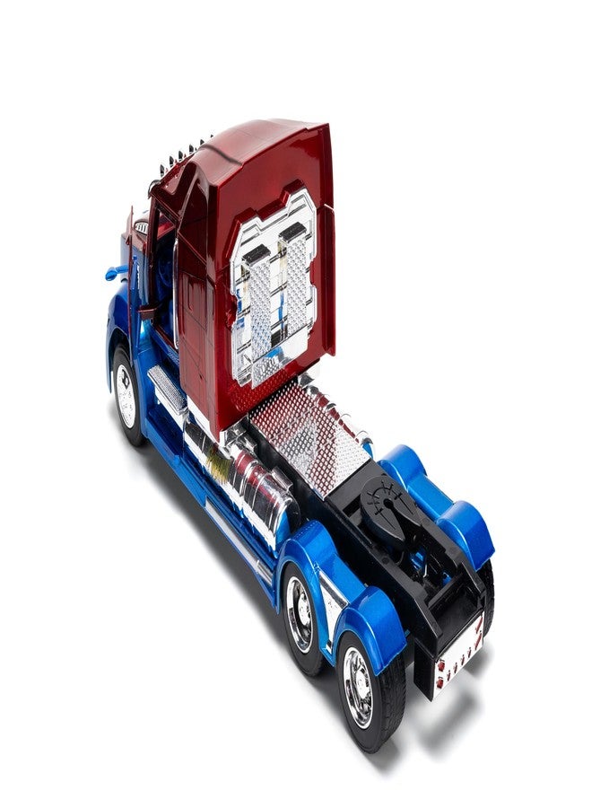 Jada Spider-Man Western Star 5700 XE Big Rig - Die-Cast Vehicle - 1:24 Scale, Opening Doors, Chrome Finishes, Rubber Tires - Hollywood Rides Marvel Series - Ages 8+ - Red/Blue - Image 2