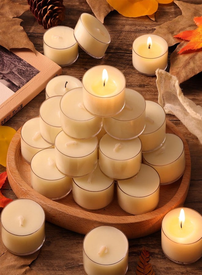 DEVI Soy Tea Lights Candles 25 Pack, Tealight Candles Bulk-4 Hours Long Burning, Unscented White Small Mini Tea Light Candles-Burn Clean, Soy Wax Melts Emergency Candles - Image 1