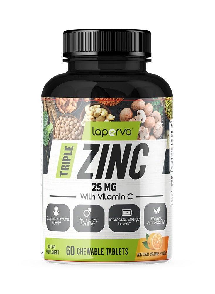 Laperva زنك 25 ملغ فيتامين سي برتقال 60 قرص مضغوط