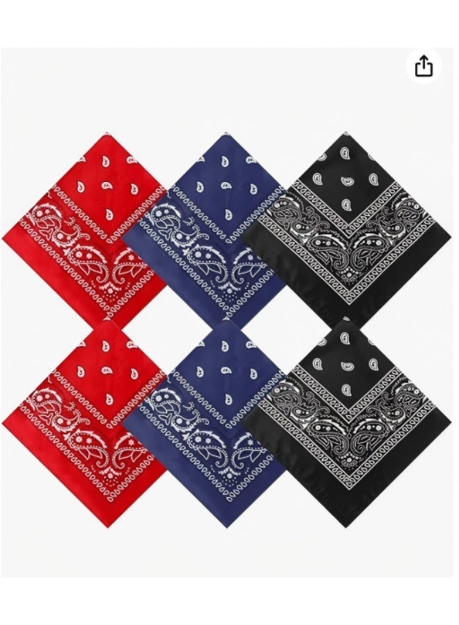 Ucanbe 6PCS Paisley Bandana Set Multi Purpose Cowboy Headband Scarf Unisex Head Wrap for Men Women Boys and Girls - Image 1
