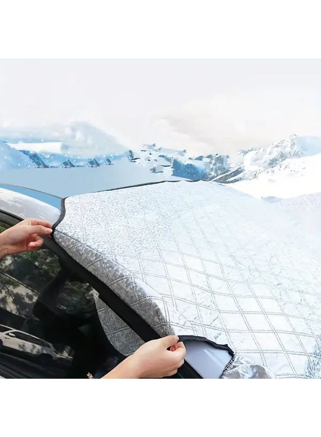 Heavy Duty Winter Car Windshield Cover Silvery Weather Resistant Design - Image 2