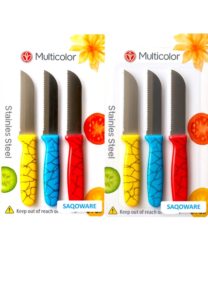 SAQOWARE Saqoware [ Pack of 6 Pcs ] Stainless Steel Kitchen Knives Set | Durable Sharp for Fruits, Vegetables, Camping, Traveling & Everyday Use | Compact & Lightweight with Durable Knives  - Image 1