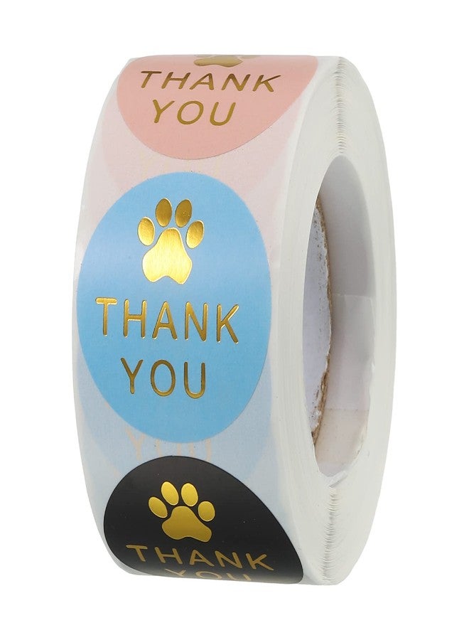 MECCANIXITY 1 Roll Paw Print Thank You Labels 1.5 Inch Adhesive Gold Dog Paw Tags for Greeting Card, DIY, Business, 500 Count/Roll - Image 1