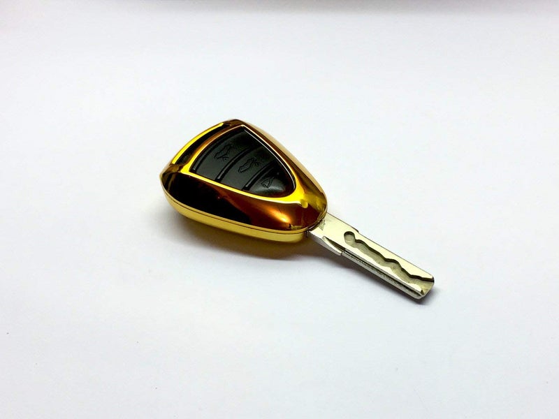 Haneex Remote Key Cover For Porsche 987 997 Pre-facelift Silver Head Remote Key Case (Gold Chrome) - Image 2