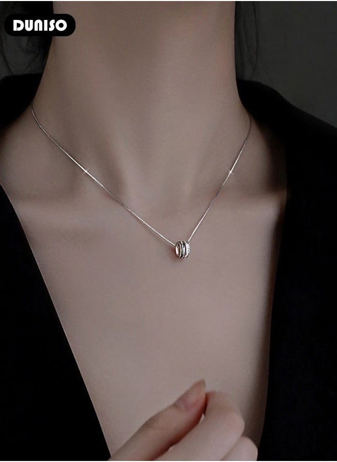 DUNISO 925 Pure Silver Necklace, Fashion Dainty Necklace, Jewelry Hypoallergenic Necklace,  Ideal Gift for Women, Girls, Valentines, Mother's Day, Birthday Gifts  - Image 3