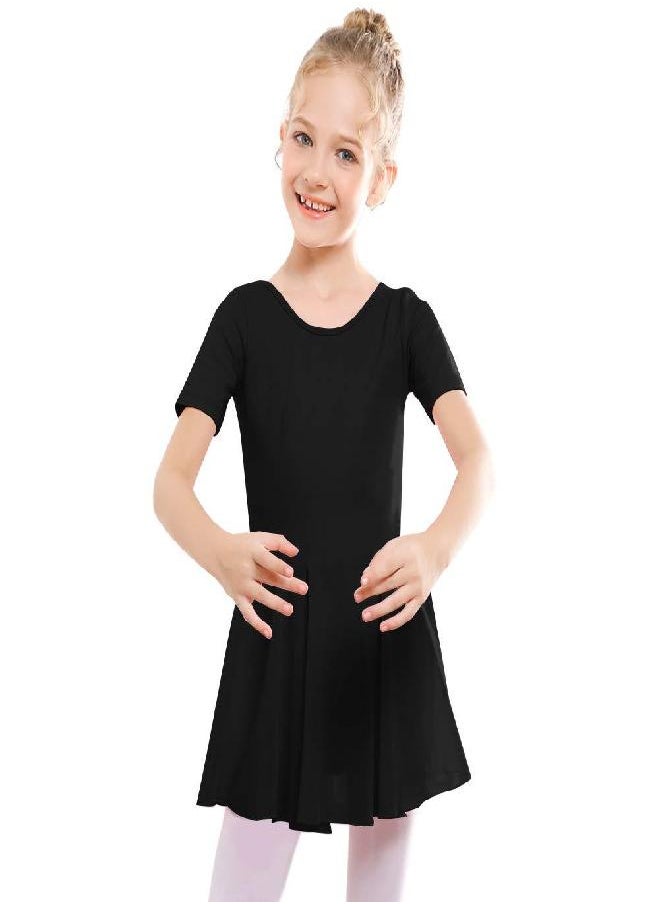 Stelle Stelle Girls Ballet Leotards Dance Dress Skirted Toddler Ballet Outfit Criss-Cross Back (Toddler/Little Girl/Big Girl) (Black, 4T)  - Image 1