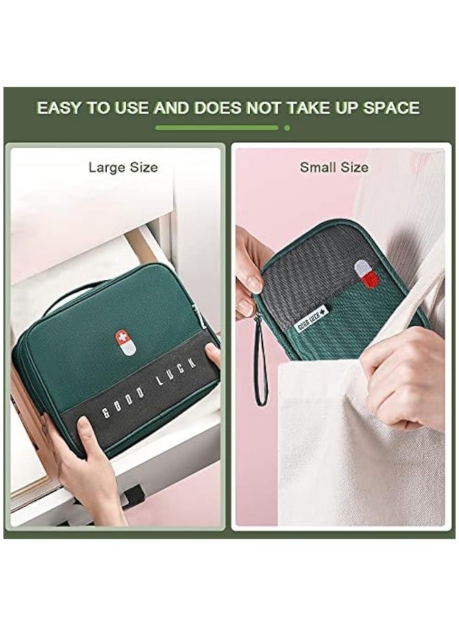 erorex 2 Size Empty First Aid Bags with Small Medical Pouch, Insulated Survival Medicine Bag, Portable Medication Travel Carrying Case for Car Home Camping Office (Green) - Image 2