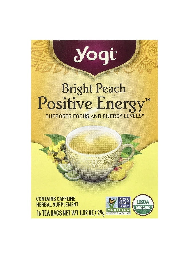 Yogi Tea شاي يوجي، طاقة إيجابية™، خوخ مشرق، 16 كيس شاي، 1.02 أونصة (29 جرام) - Image 1