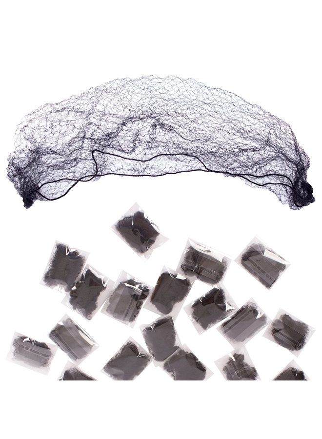 Askuang 20PCS of Black Hair Net Invisible Elastic Edge Mesh Stretchable Hair Nets for Women Sleeping Ballet Bun Food Service Individual Package Hairnet 20" (50 cm) - Image 2