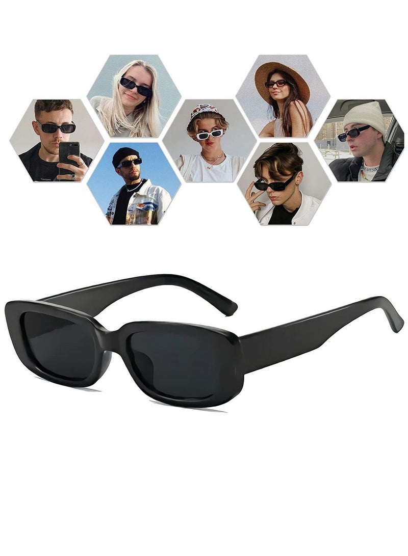 Suntown Retro Rectangle Women and Men Vintage Small Square Sun Glasses Protection Glasse Driving 90s Fashion Narrow Frame UV400 - Image 3