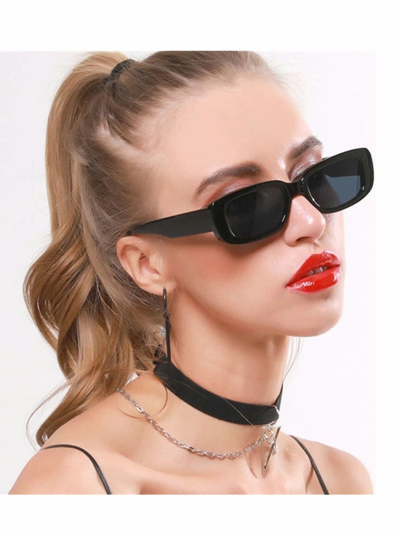 Suntown Retro Rectangle Women and Men Vintage Small Square Sun Glasses Protection Glasse Driving 90s Fashion Narrow Frame UV400 - Image 1