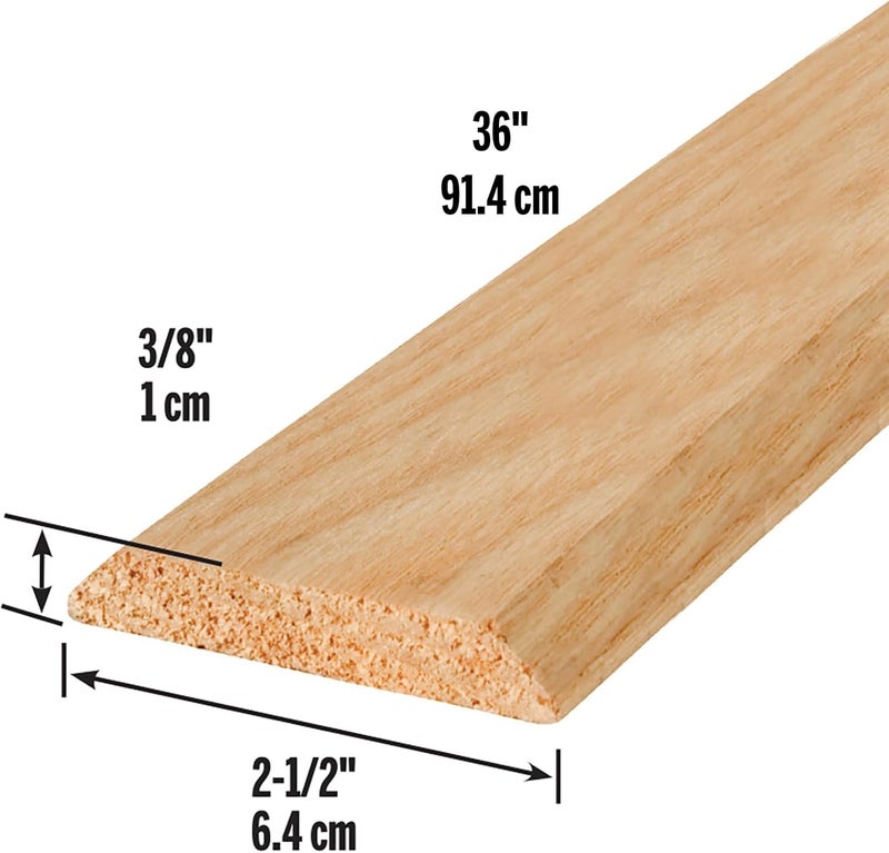 M-D Building Products Flat Door Threshold - 2-1/2 In W x 36 In L x 3/8 In H, Natural Oak Finish - Image 2