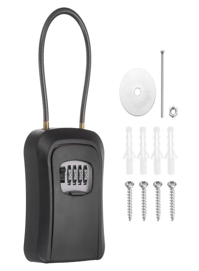 PATIKIL Wall Mount Key Lock Box (4.7"x3.9"x1.8", Black) - 4 Digit Portable Combination Lockbox for Keys Safe Security Storage Resettable Code Lockbox for Home Office - Image 1