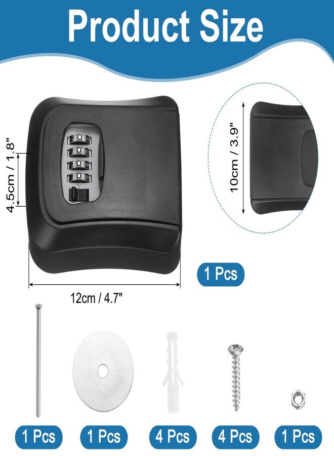 PATIKIL Wall Mount Key Lock Box (4.7"x3.9"x1.8", Black) - 4 Digit Portable Combination Lockbox for Keys Safe Security Storage Resettable Code Lockbox for Home Office - Image 2