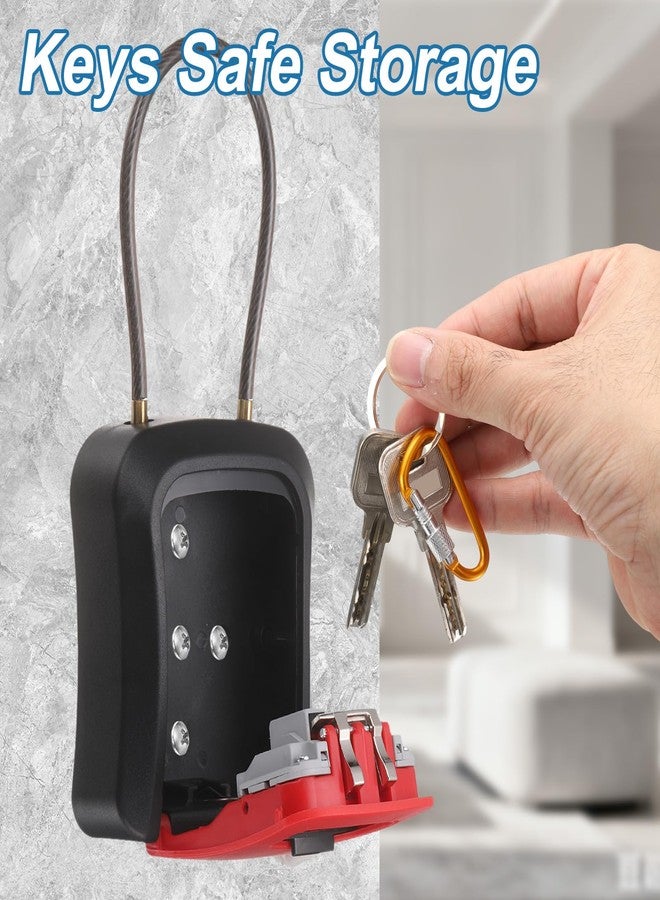 PATIKIL Wall Mount Key Lock Box (4.7"x3.9"x1.8", Black) - 4 Digit Portable Combination Lockbox for Keys Safe Security Storage Resettable Code Lockbox for Home Office - Image 4