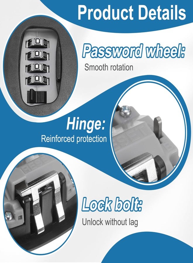 PATIKIL Wall Mount Key Lock Box (4.7"x3.9"x1.8", Black) - 4 Digit Portable Combination Lockbox for Keys Safe Security Storage Resettable Code Lockbox for Home Office - Image 3