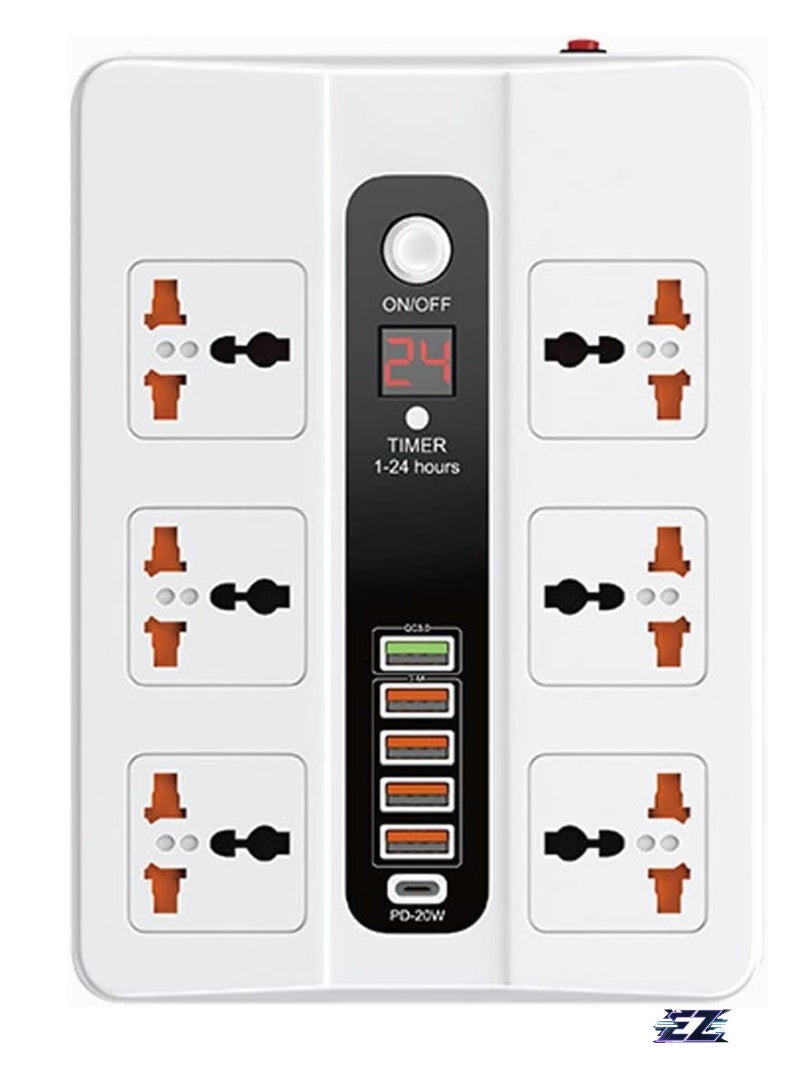 ELTRAZONE - Power Strip Surge Protector with 6 AC Outlets & 5 USB Ports (1 PD), Flat Plug Extension Cord, 6ft Power Cord, Compact Desktop Socket with LED Indicator – USB Charging & Overload Protection - Image 1