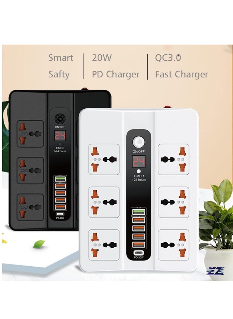 ELTRAZONE - Power Strip Surge Protector with 6 AC Outlets & 5 USB Ports (1 PD), Flat Plug Extension Cord, 6ft Power Cord, Compact Desktop Socket with LED Indicator – USB Charging & Overload Protection - Image 1