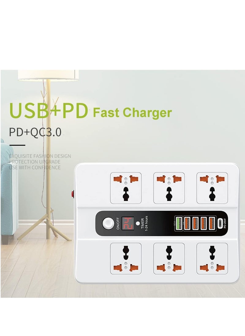 ELTRAZONE - Power Strip Surge Protector with 6 AC Outlets & 5 USB Ports (1 PD), Flat Plug Extension Cord, 6ft Power Cord, Compact Desktop Socket with LED Indicator – USB Charging & Overload Protection - Image 1