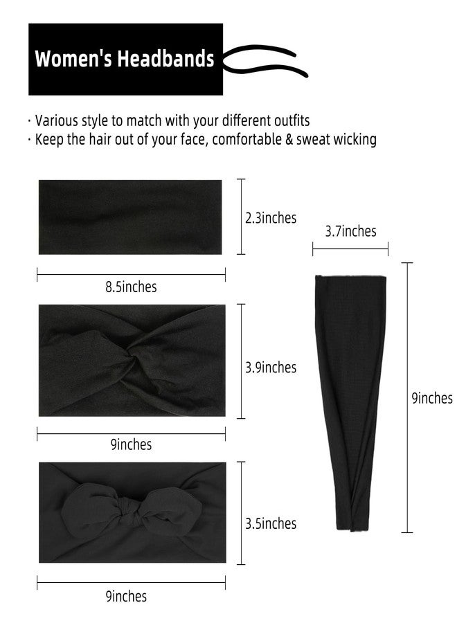 هواتشي أطواق شعر هواتشي سوداء للنساء، مانعة للانزلاق، 4 قطع من أطواق الشعر المطاطية، مجموعة واحدة متعددة الأنماط - إكسسوارات شعر عصرية، أطواق شعر ناعمة من القماش للتمارين الرياضية واليوغا. - Image 2