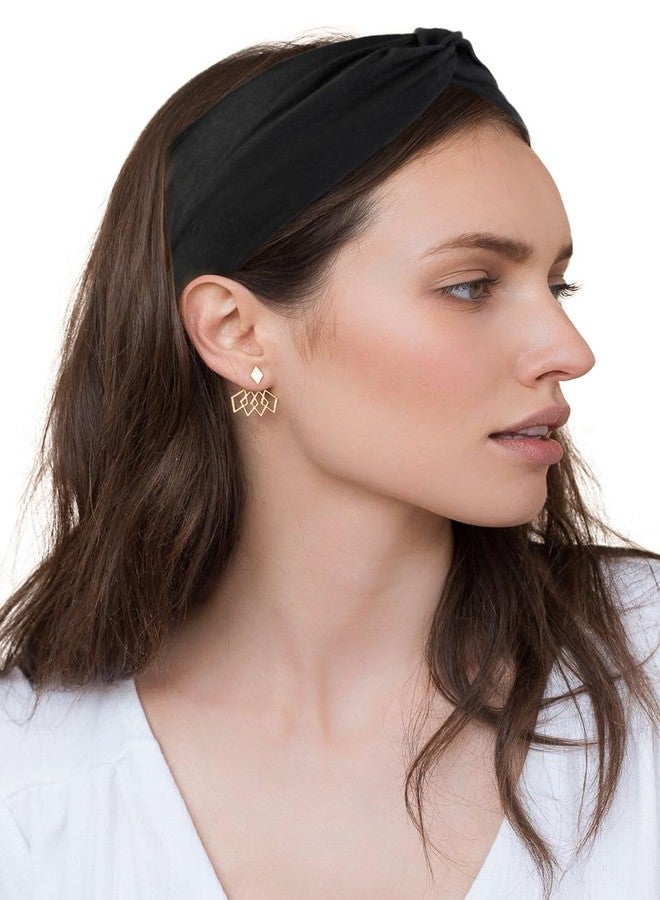 هواتشي أطواق شعر هواتشي سوداء للنساء، مانعة للانزلاق، 4 قطع من أطواق الشعر المطاطية، مجموعة واحدة متعددة الأنماط - إكسسوارات شعر عصرية، أطواق شعر ناعمة من القماش للتمارين الرياضية واليوغا. - Image 4