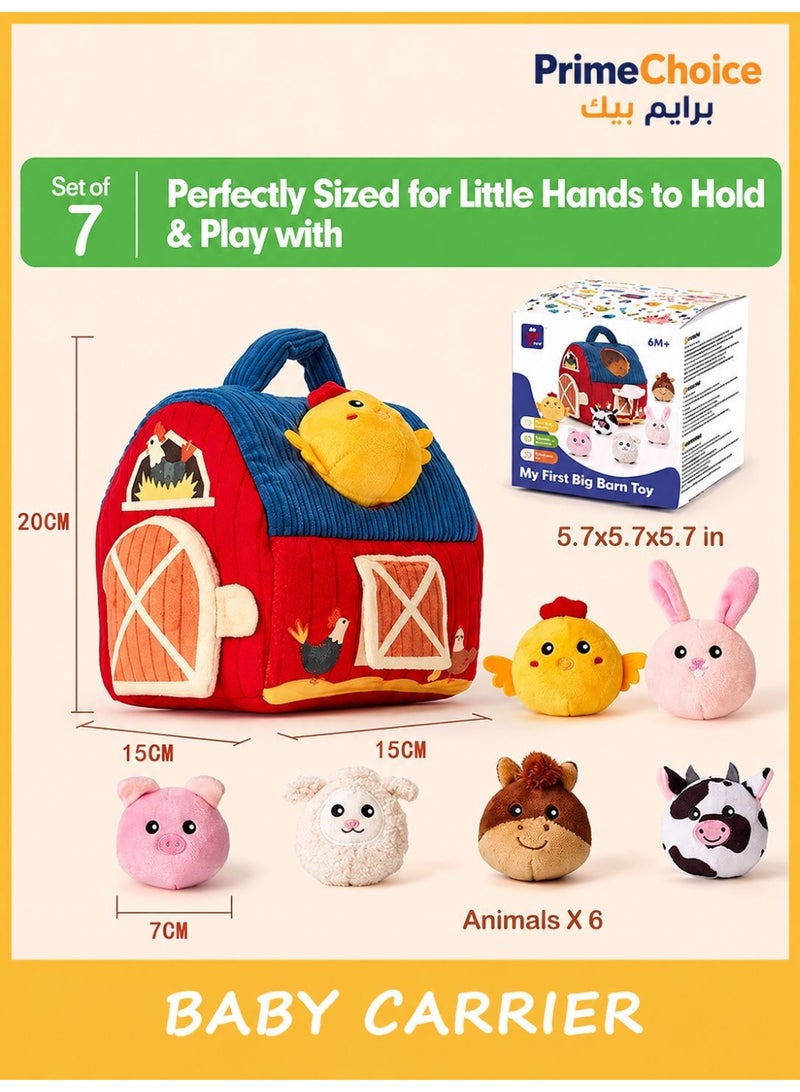 Prime Choice Montessori Plush Barn Toy Set for Toddlers, Farm Animal Stuffed Toys with Carrying Barn House, Soft Sensory Learning Toy, Mini Bean Bag Plush Animals for Babies, Preschool Educational Gift - Image 2