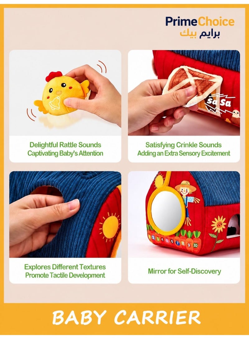 Prime Choice Montessori Plush Barn Toy Set for Toddlers, Farm Animal Stuffed Toys with Carrying Barn House, Soft Sensory Learning Toy, Mini Bean Bag Plush Animals for Babies, Preschool Educational Gift - Image 4