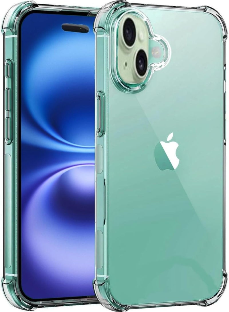 نيو جراب شفاف مقاوم للصدمات لهاتف Apple iPhone 15 - غطاء سيليكون ناعم بتصميم نحيف مع زوايا مبطنة بالهواء ومصد مرن من مادة TPU وحماية ضد الخدش - Image 1