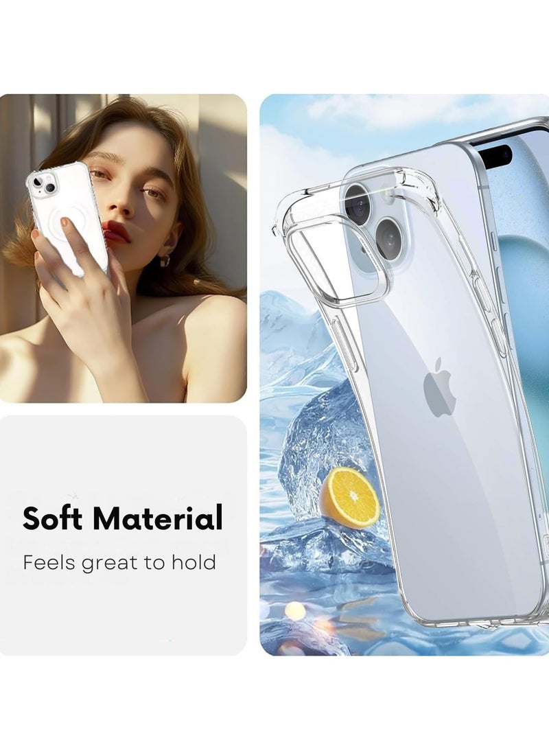 نيو جراب شفاف مقاوم للصدمات لهاتف Apple iPhone 15 - غطاء سيليكون ناعم بتصميم نحيف مع زوايا مبطنة بالهواء ومصد مرن من مادة TPU وحماية ضد الخدش - Image 2