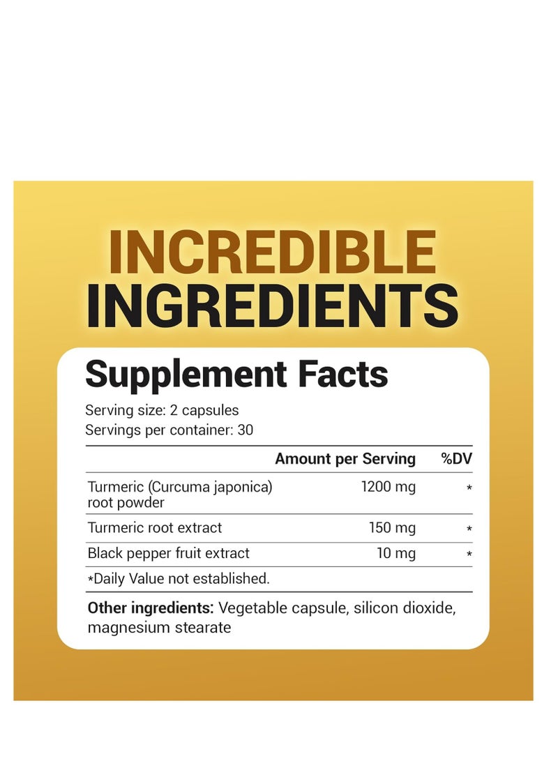 Dr.Berg Turmeric Supplement with Black Pepper BioPerine 1350 mg Turmeric Curcumin Supplement with 95% Curcuminoids Turmeric Curcumin with Black Pepper 60 Turmeric Capsules - Image 2