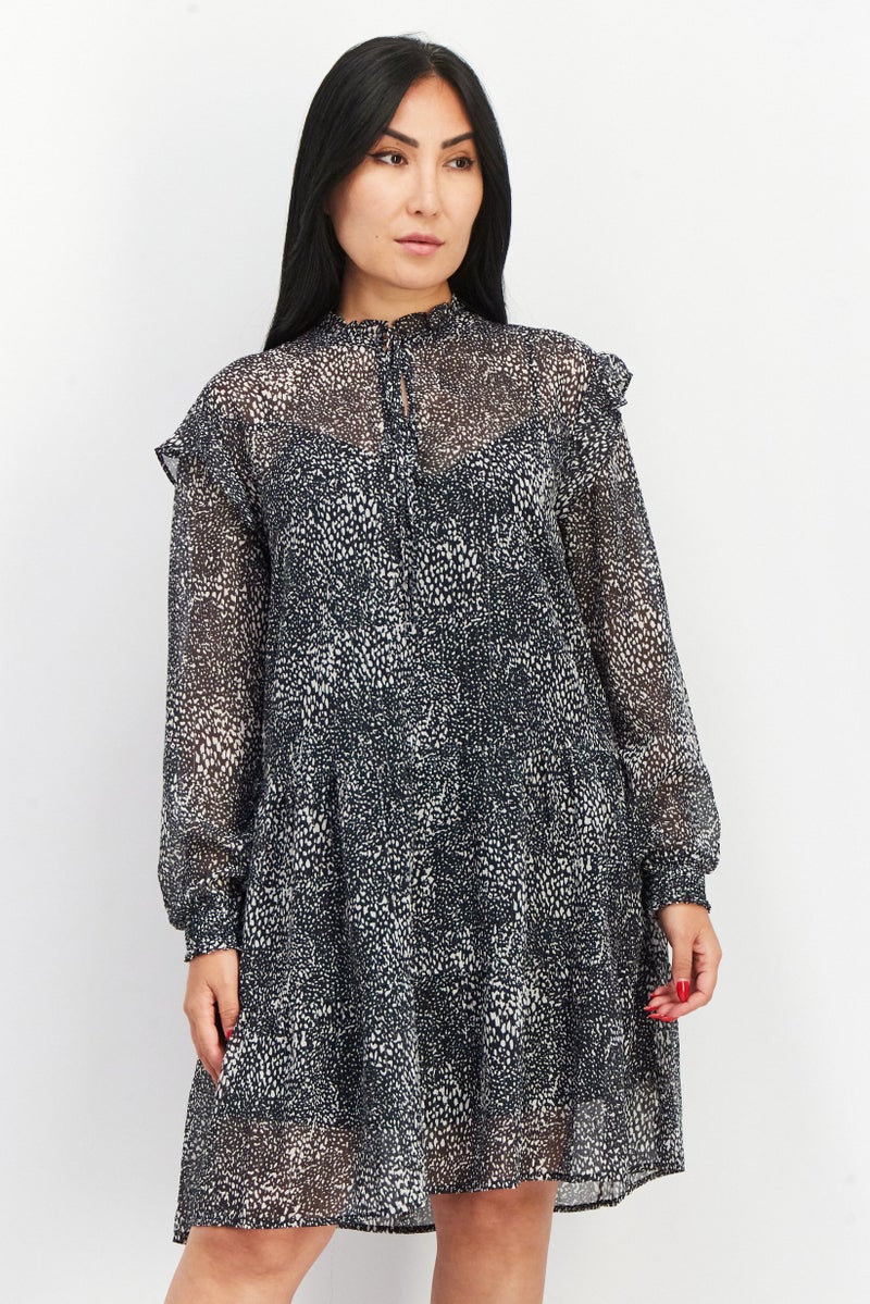 ESPRIT Women 2 Pcs Allover Print Mini Dress With Inner Garment Set, Multicolor - Image 1